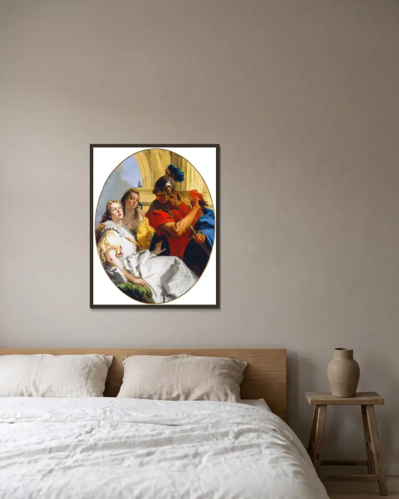 Scen ur antikens historia av Giovanni Battista Tiepolo inramad på en vägg