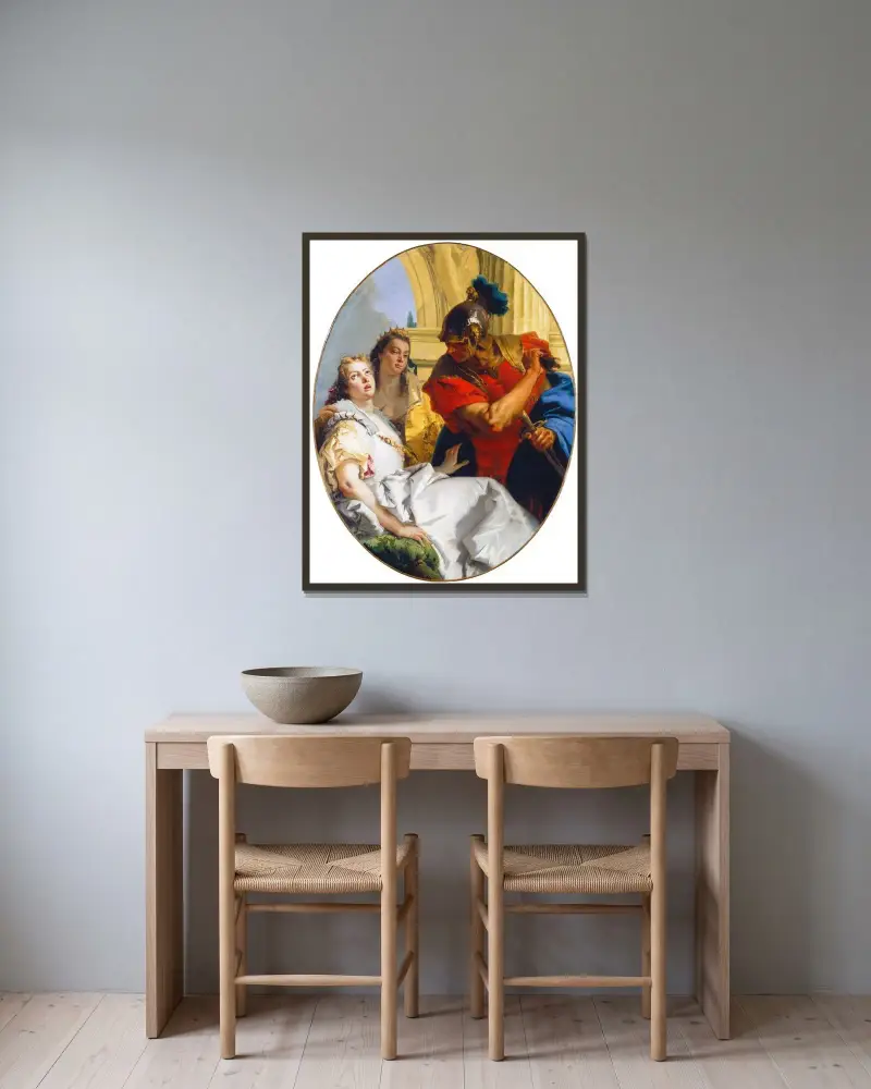Scen ur antikens historia av Giovanni Battista Tiepolo inramad på en vägg