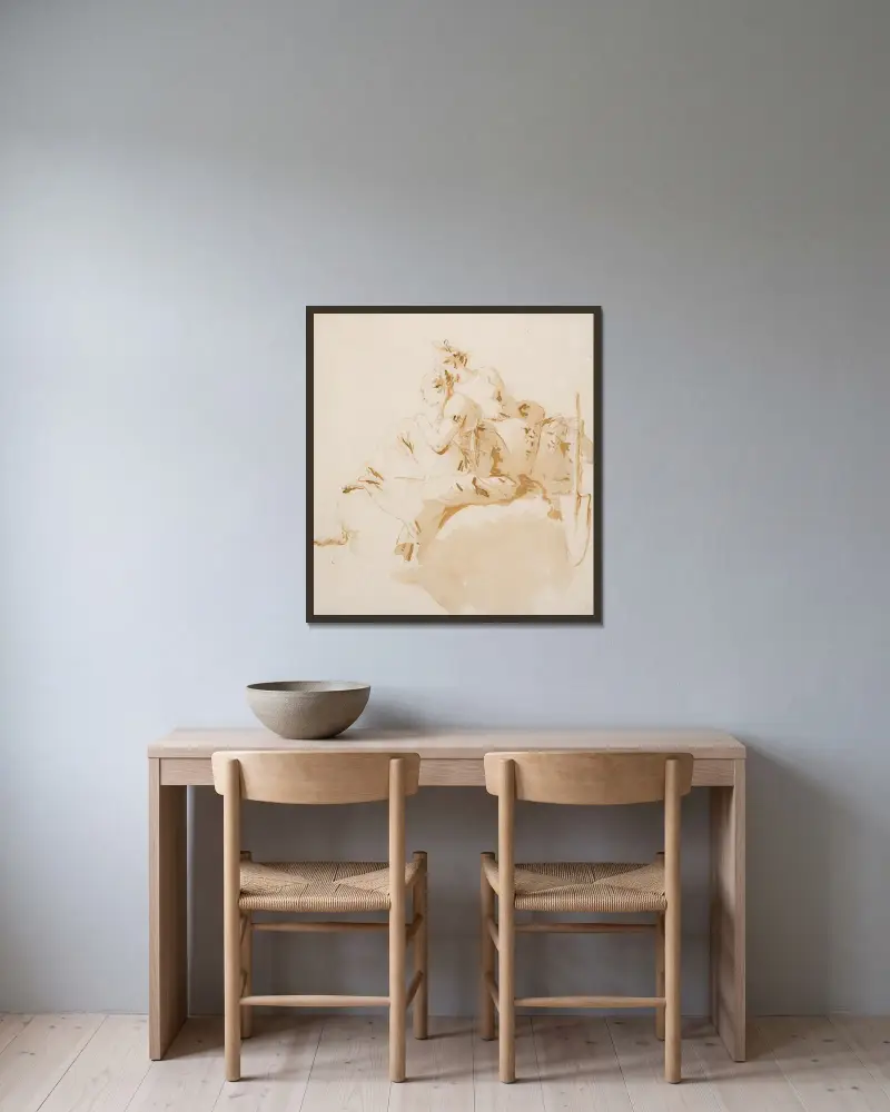 Solfigurer för tak av Giovanni Battista Tiepolo inramad på en vägg