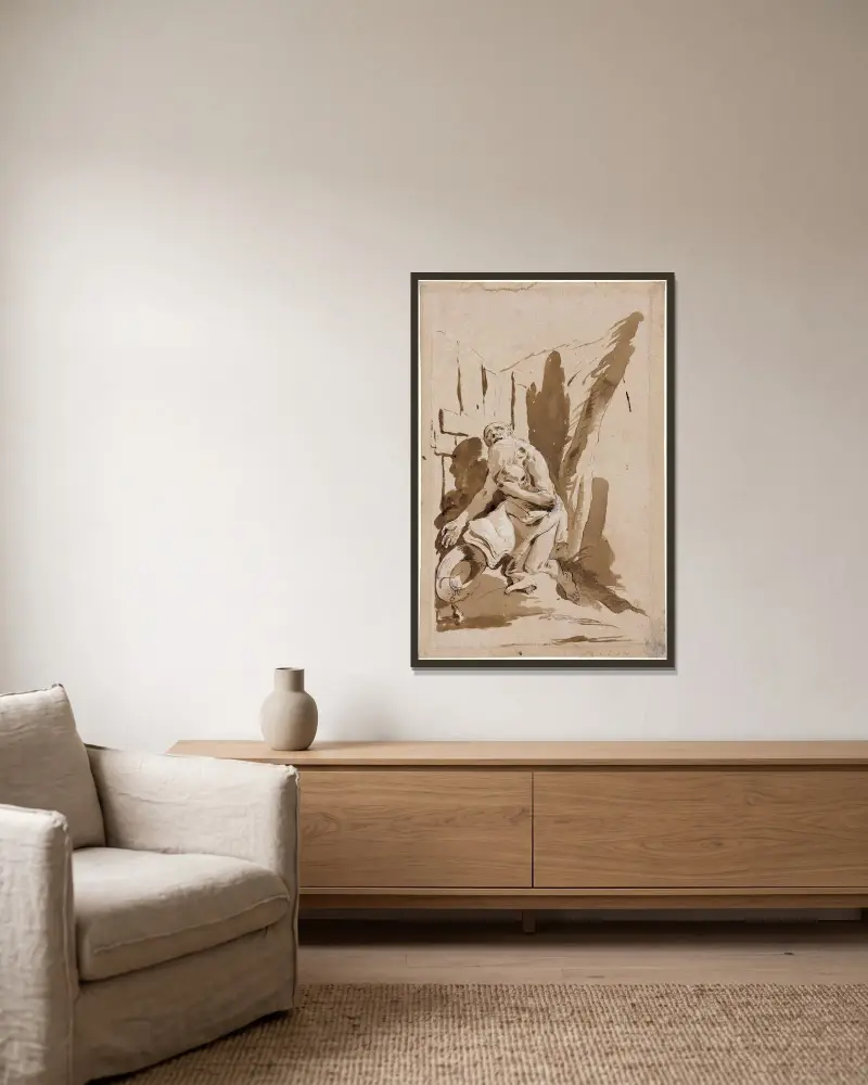 Sankt Hieronymus av Giovanni Battista Tiepolo inramad på en vägg