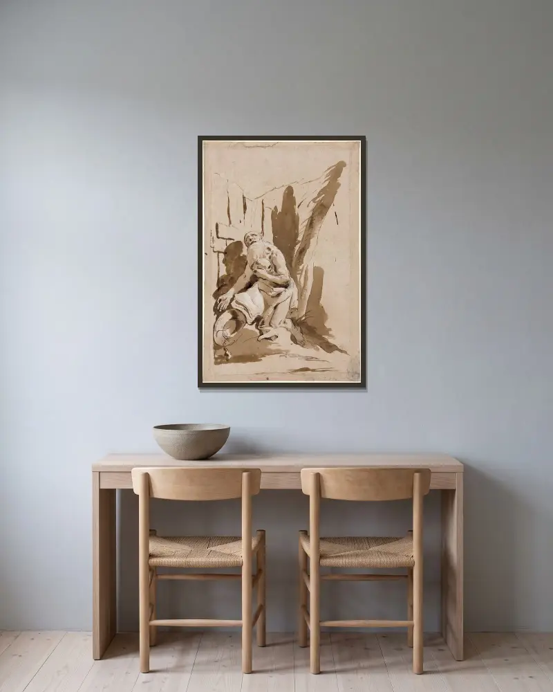 Sankt Hieronymus av Giovanni Battista Tiepolo inramad på en vägg
