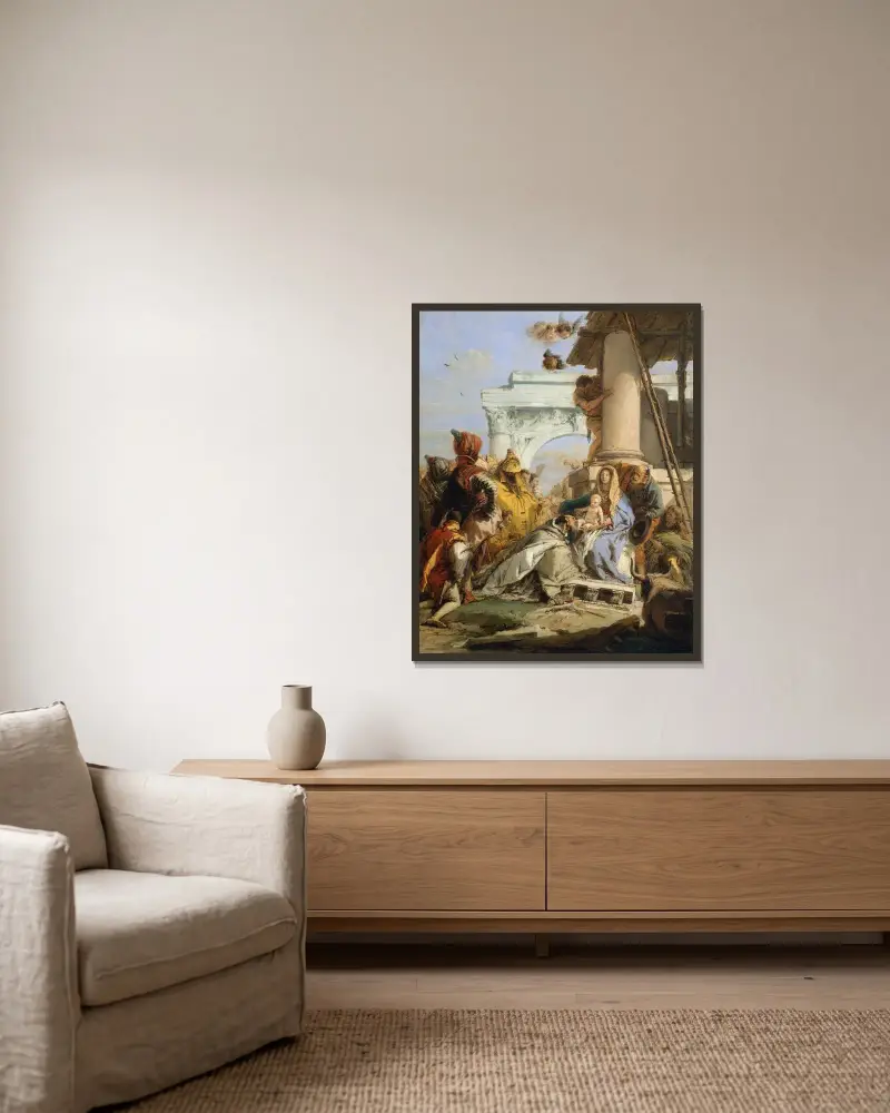 The Adoration of the Magi av Giovanni Battista Tiepolo inramad på en vägg