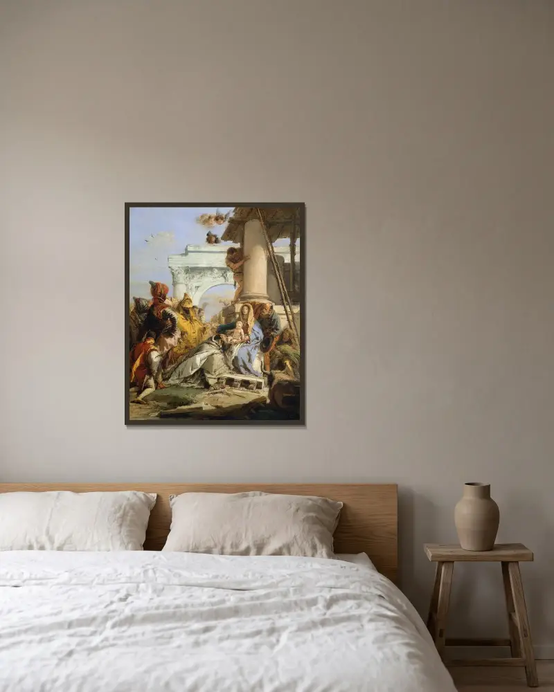 The Adoration of the Magi av Giovanni Battista Tiepolo inramad på en vägg