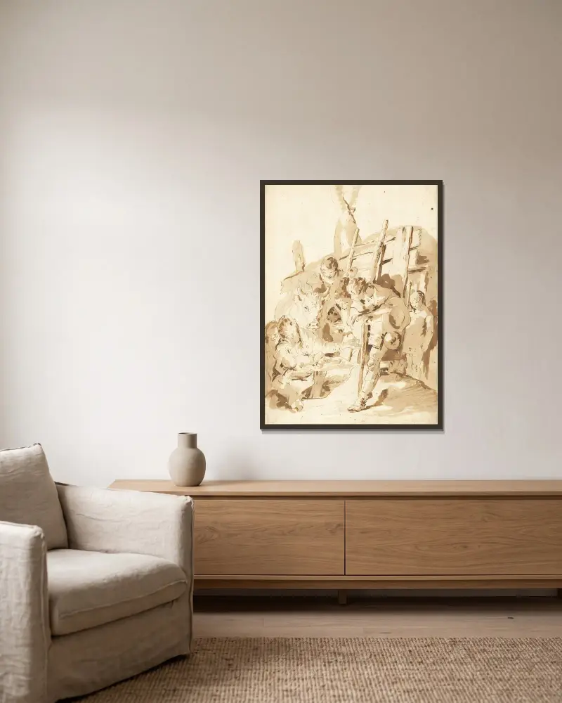 Klanění pastýřů, Giovanni Battista Tiepolo v rámu na stěně