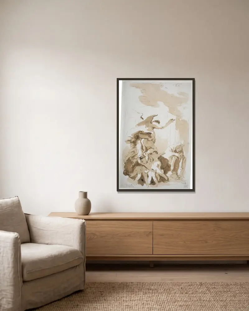 Bebådelsen av Giovanni Battista Tiepolo inramad på en vägg