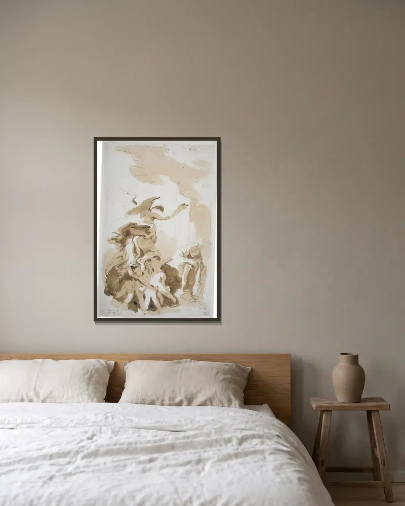 Bebådelsen av Giovanni Battista Tiepolo inramad på en vägg