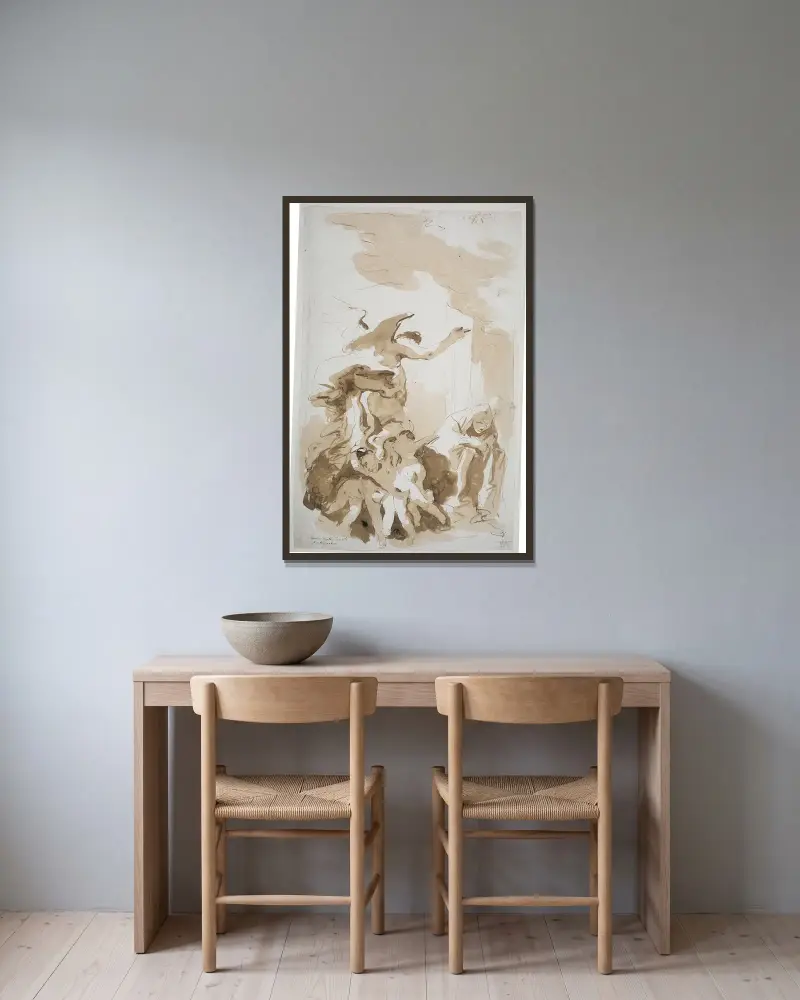 Bebådelsen av Giovanni Battista Tiepolo inramad på en vägg