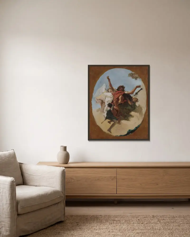 Den helige Rochus apoteos av Giovanni Battista Tiepolo inramad på en vägg