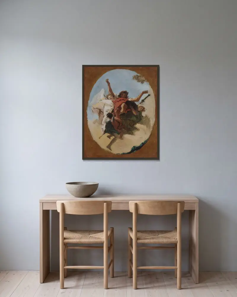 Den helige Rochus apoteos av Giovanni Battista Tiepolo inramad på en vägg