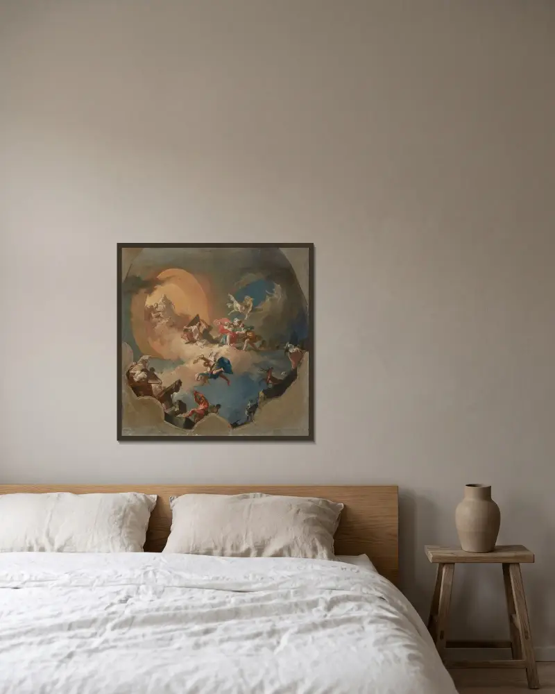 Die Apotheose der Künste von Giovanni Battista Tiepolo gerahmt an einer Wand