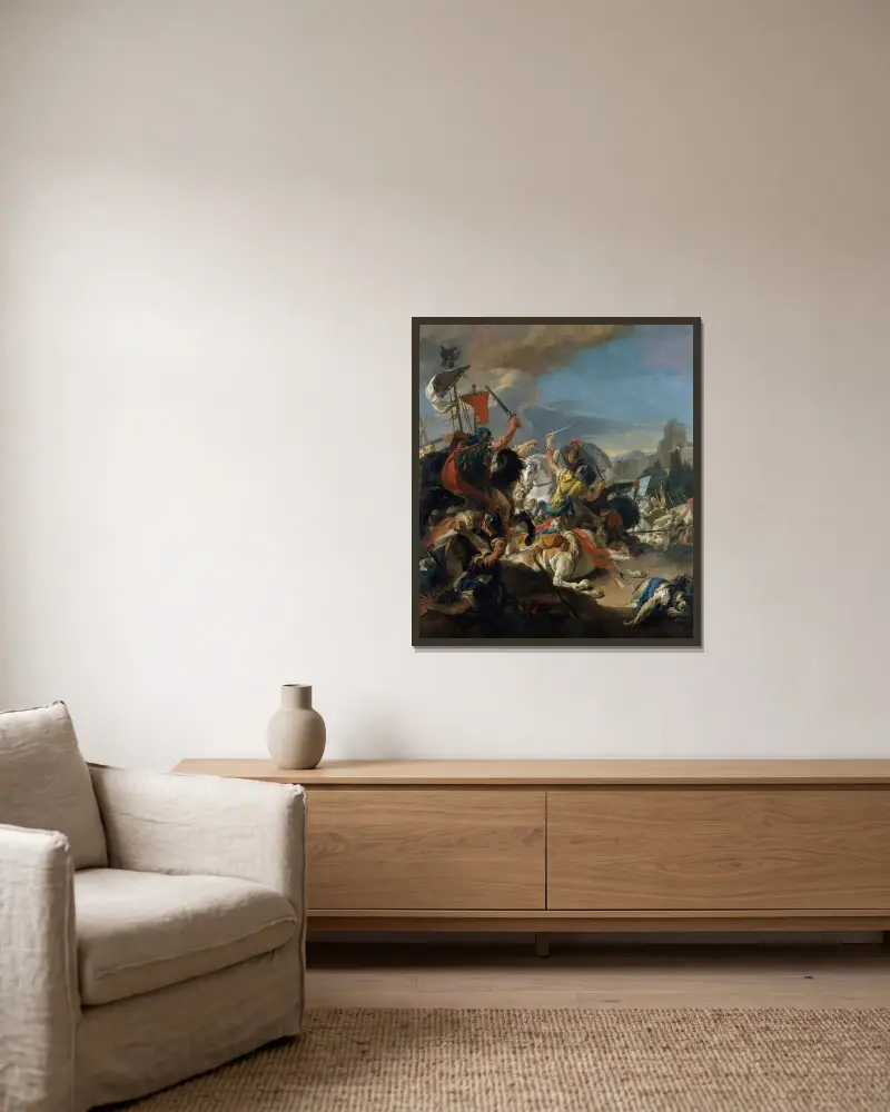 The Battle of Vercellae av Giovanni Battista Tiepolo inramad på en vägg