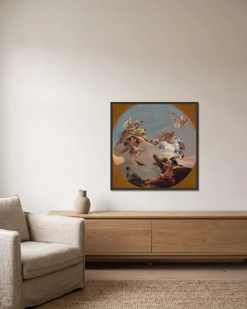 The Chariot of Aurora av Giovanni Battista Tiepolo inramad på en vägg