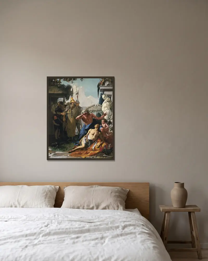 Hyakinthos död av Giovanni Battista Tiepolo inramad på en vägg