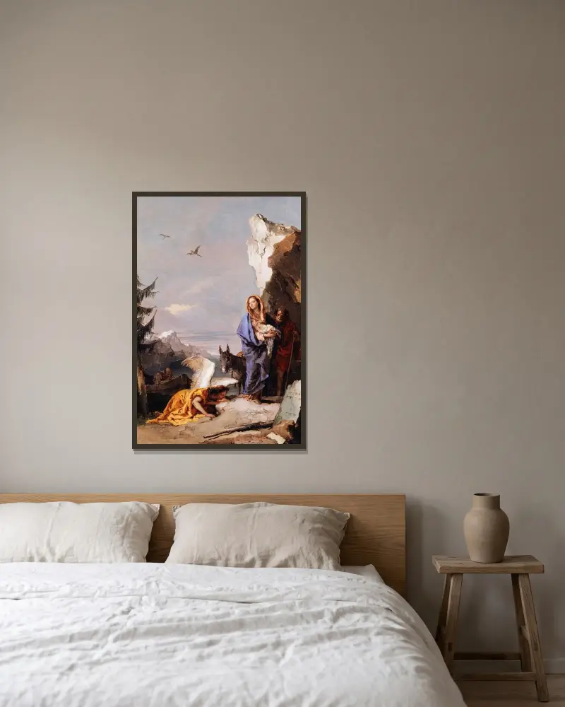 Flykten till Egypten av Giovanni Battista Tiepolo inramad på en vägg
