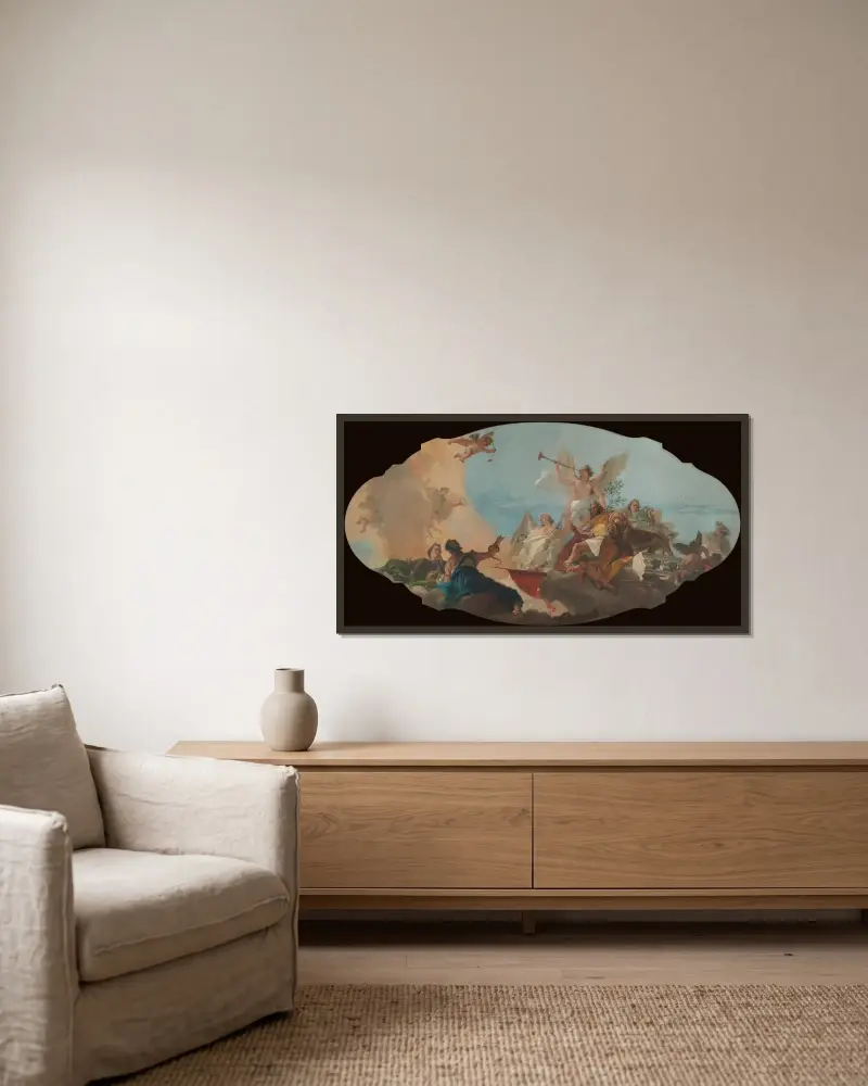 Barbarofamiljens förhärligande av Giovanni Battista Tiepolo inramad på en vägg