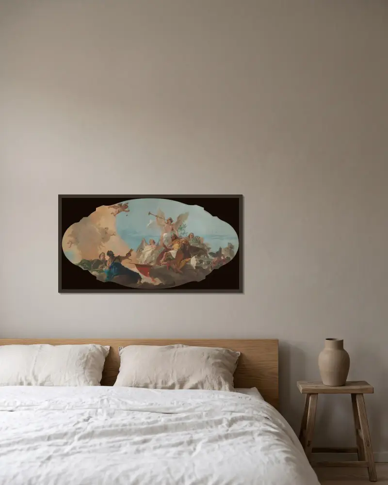 Barbarofamiljens förhärligande av Giovanni Battista Tiepolo inramad på en vägg