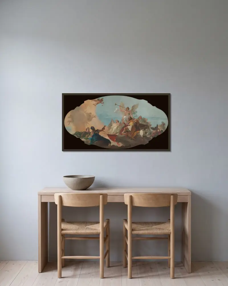 Barbarofamiljens förhärligande av Giovanni Battista Tiepolo inramad på en vägg