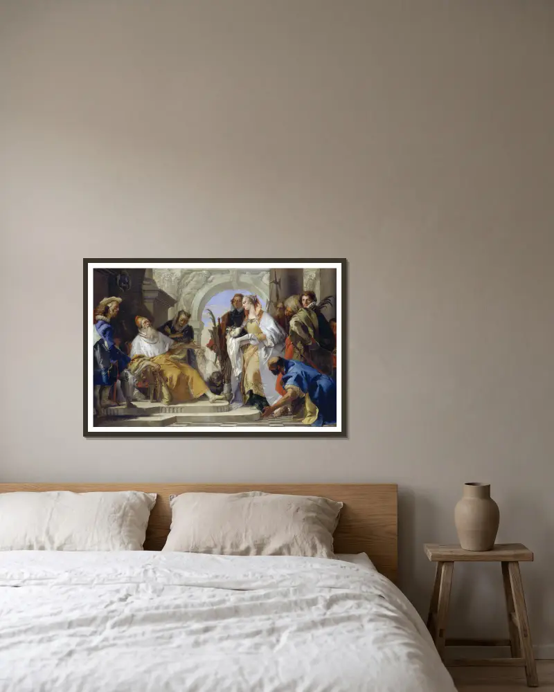 The Patron Saints of the Crotta Family av Giovanni Battista Tiepolo inramad på en vägg