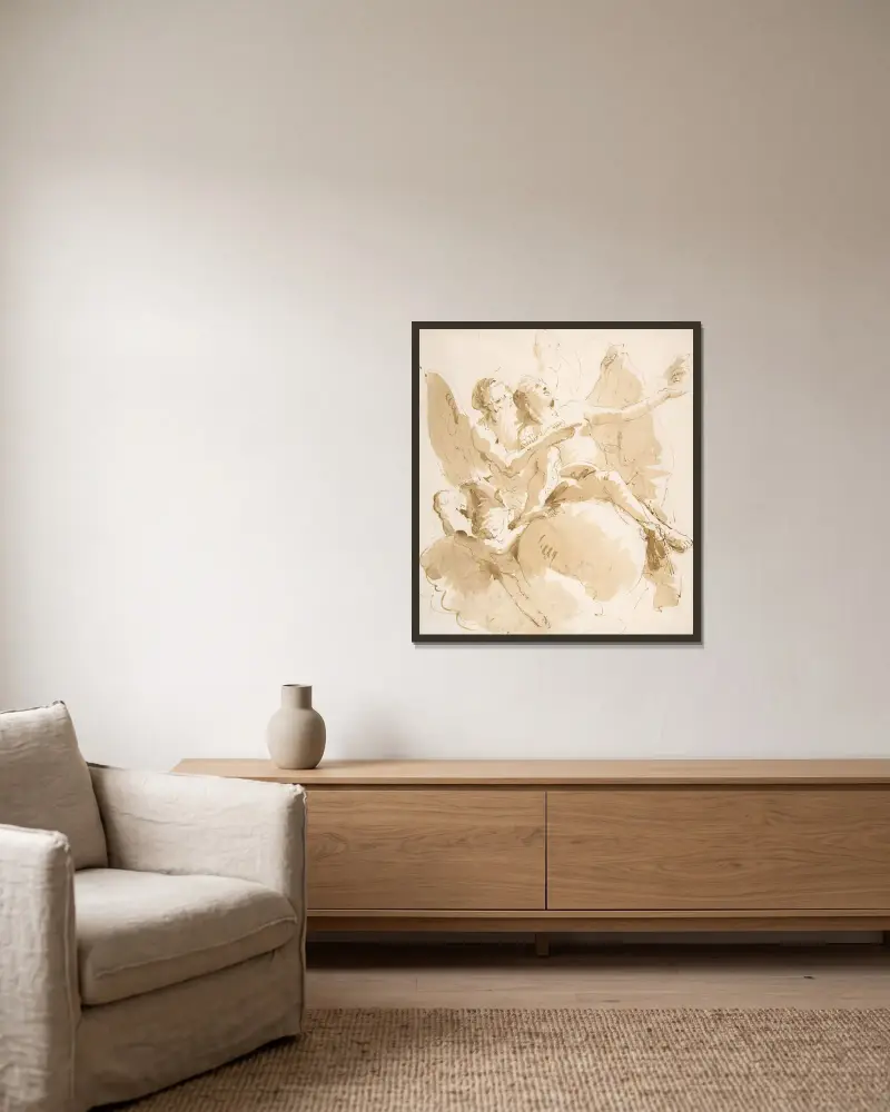 Tiden och Sanningen av Giovanni Battista Tiepolo inramad på en vägg
