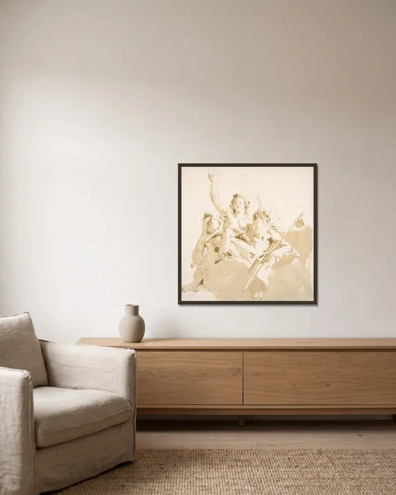 Tiden och sanningen av Giovanni Battista Tiepolo inramad på en vägg