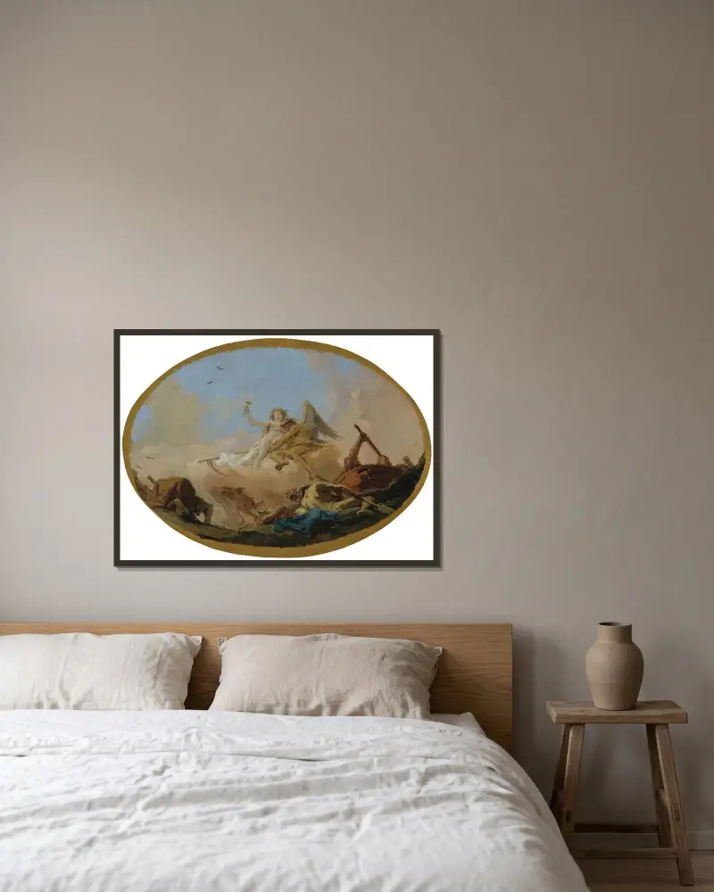 Tiden upptäcker sanningen av Giovanni Battista Tiepolo inramad på en vägg