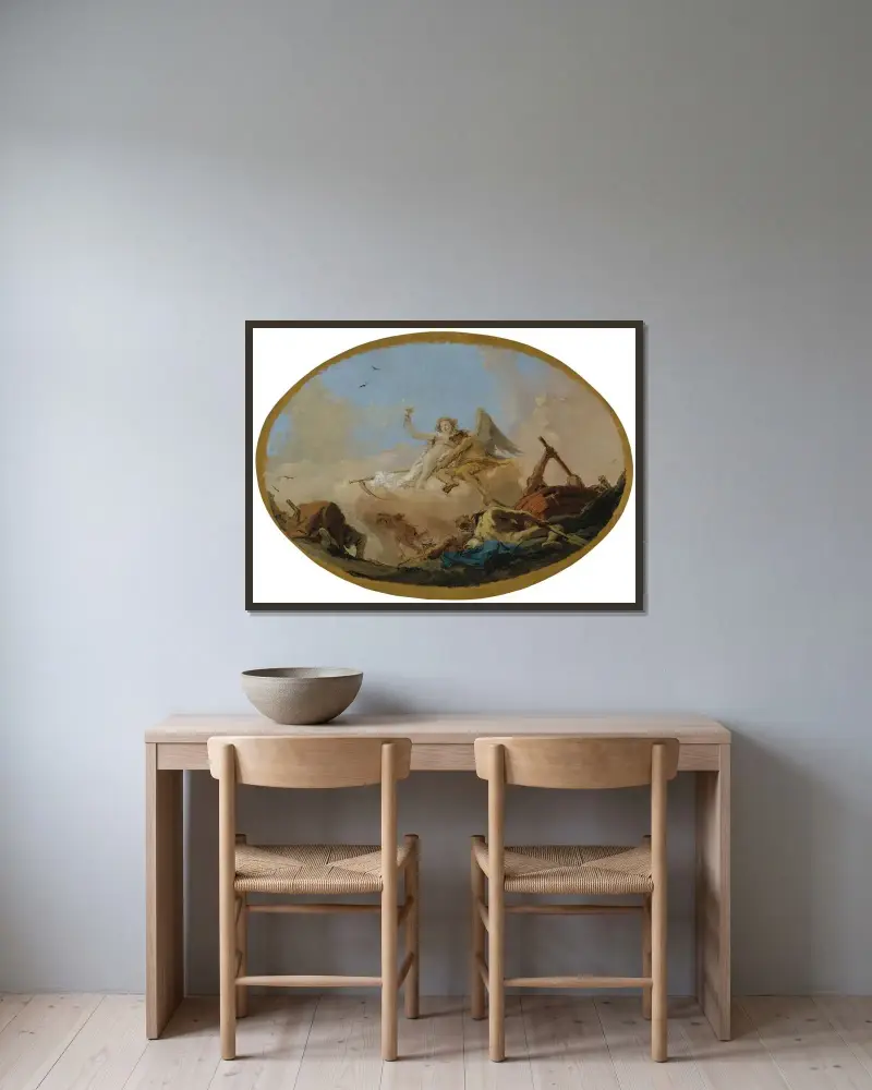 Tiden upptäcker sanningen av Giovanni Battista Tiepolo inramad på en vägg