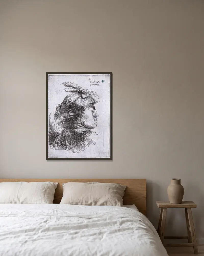 Mann im Profil von Giovanni Benedetto Castiglione gerahmt an einer Wand
