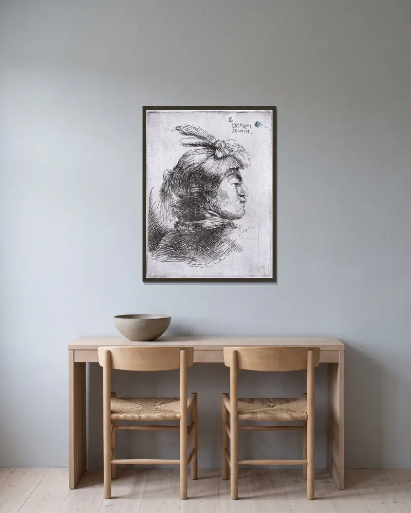 Mann im Profil von Giovanni Benedetto Castiglione gerahmt an einer Wand