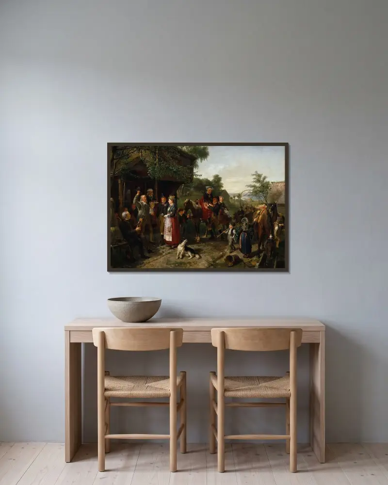 A Värend Wedding av Bengt Nordenberg inramad på en vägg