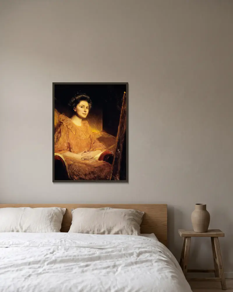 Porträt von Angèle Delasalle von Jean-Joseph-Benjamin Constant gerahmt an einer Wand