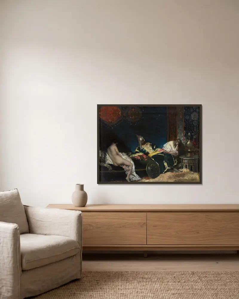 Die serbische Konkubine von Jean-Joseph-Benjamin Constant gerahmt an einer Wand