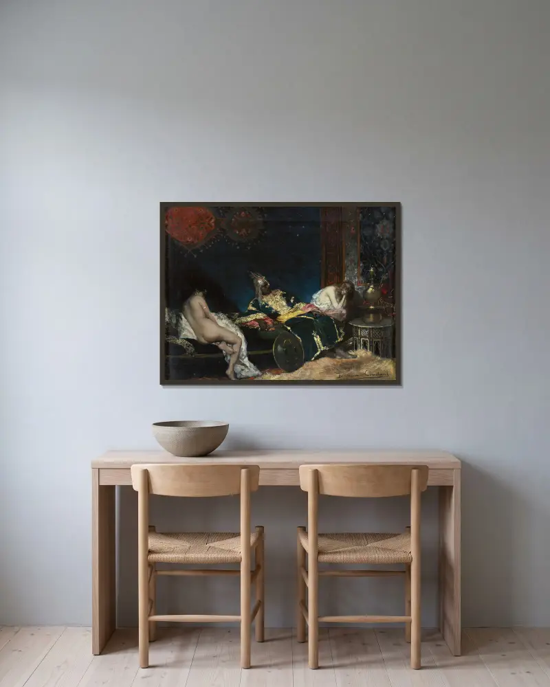Die serbische Konkubine von Jean-Joseph-Benjamin Constant gerahmt an einer Wand