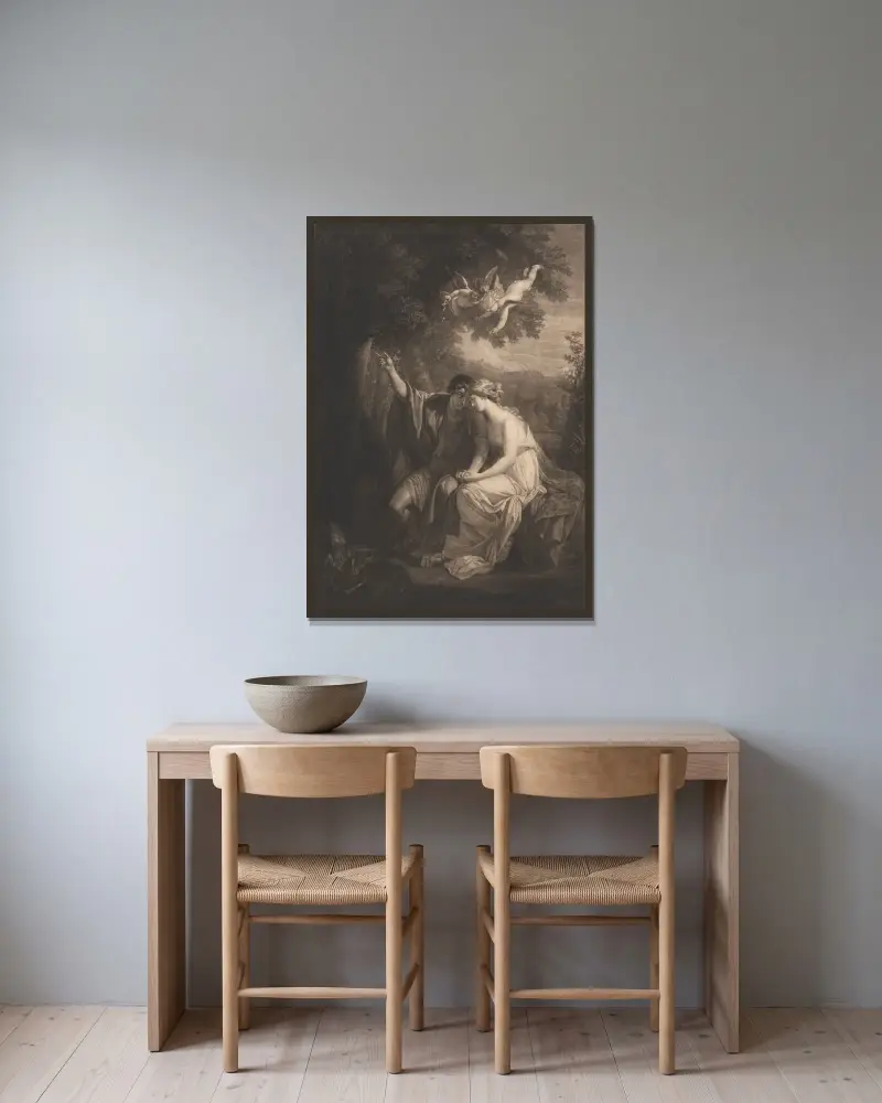 Angelica och Medoro av Benjamin West inramad på en vägg