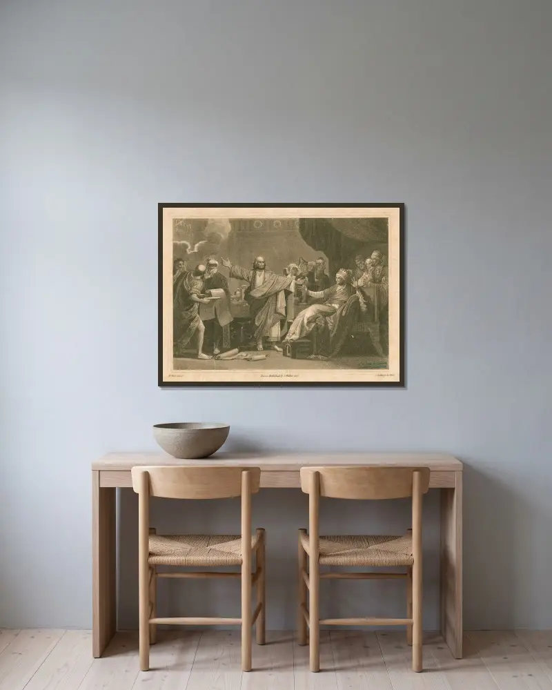 Belsazars gottloses Gastmahl von Benjamin West gerahmt an einer Wand