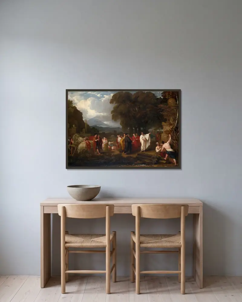 Cicero upptäcker Archimedes grav av Benjamin West inramad på en vägg