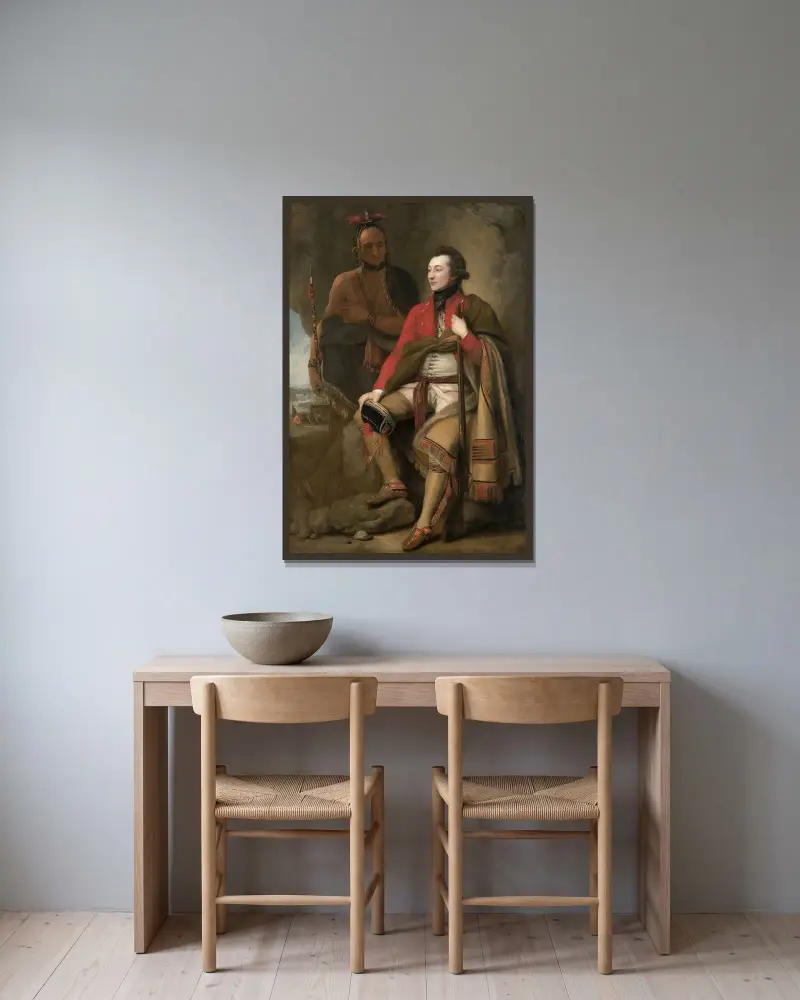 Överste Guy Johnson och Karonghyontye (kapten David Hill) av Benjamin West inramad på en vägg
