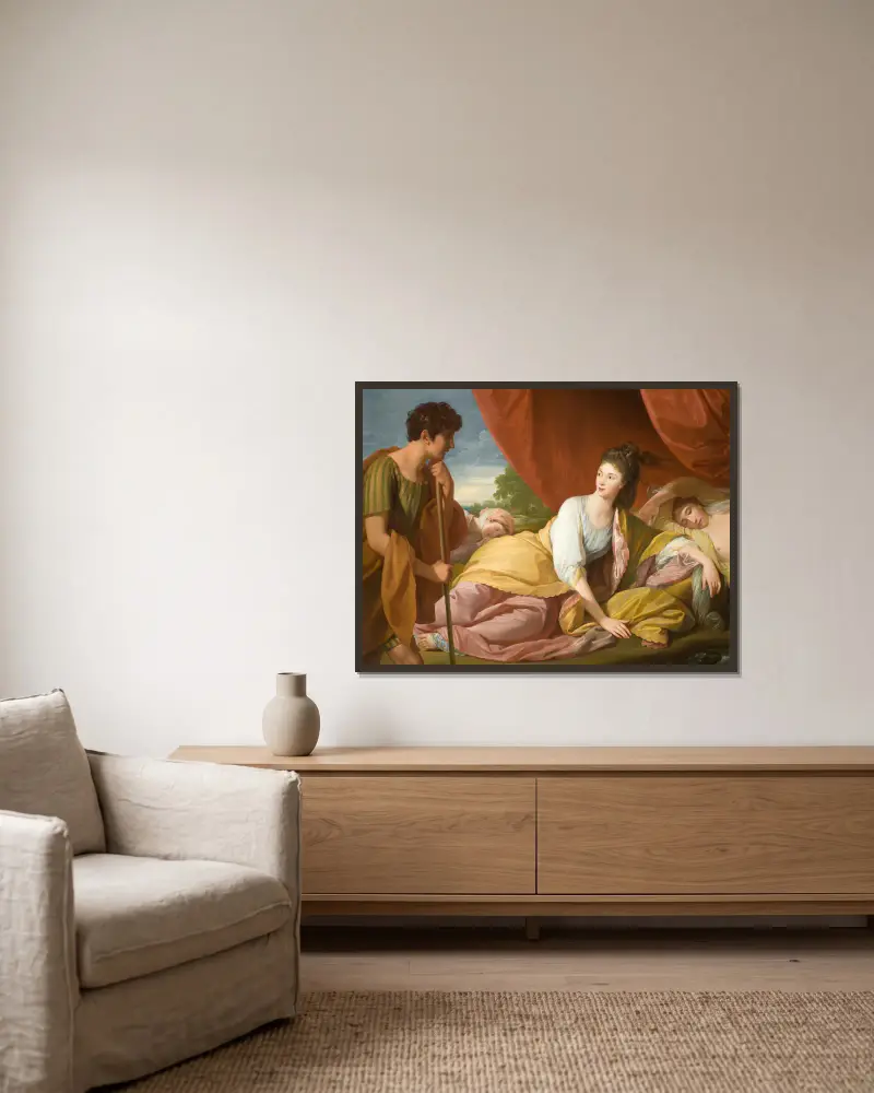 Cymon a Ifigenie, Benjamin West v rámu na stěně