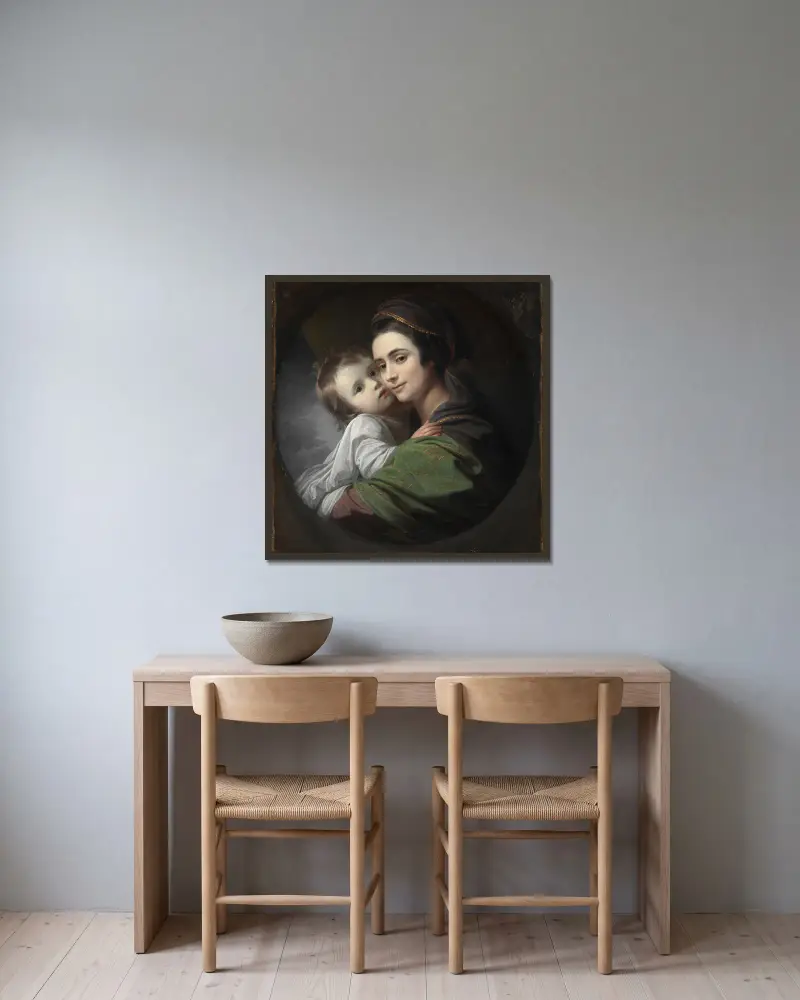Elizabeth Shewell West and Her Son, Raphael av Benjamin West inramad på en vägg
