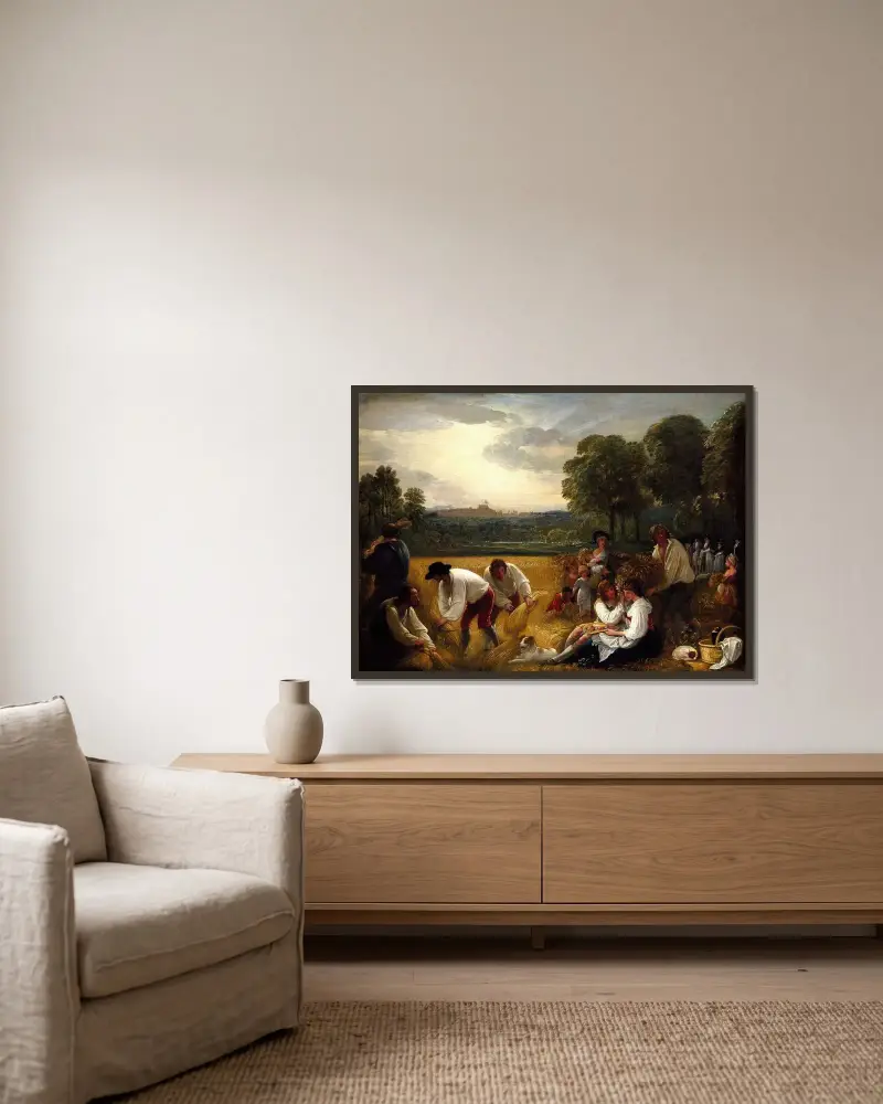Ernte in Windsor von Benjamin West gerahmt an einer Wand
