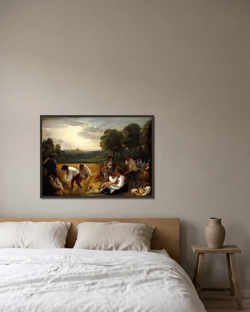 Ernte in Windsor von Benjamin West gerahmt an einer Wand