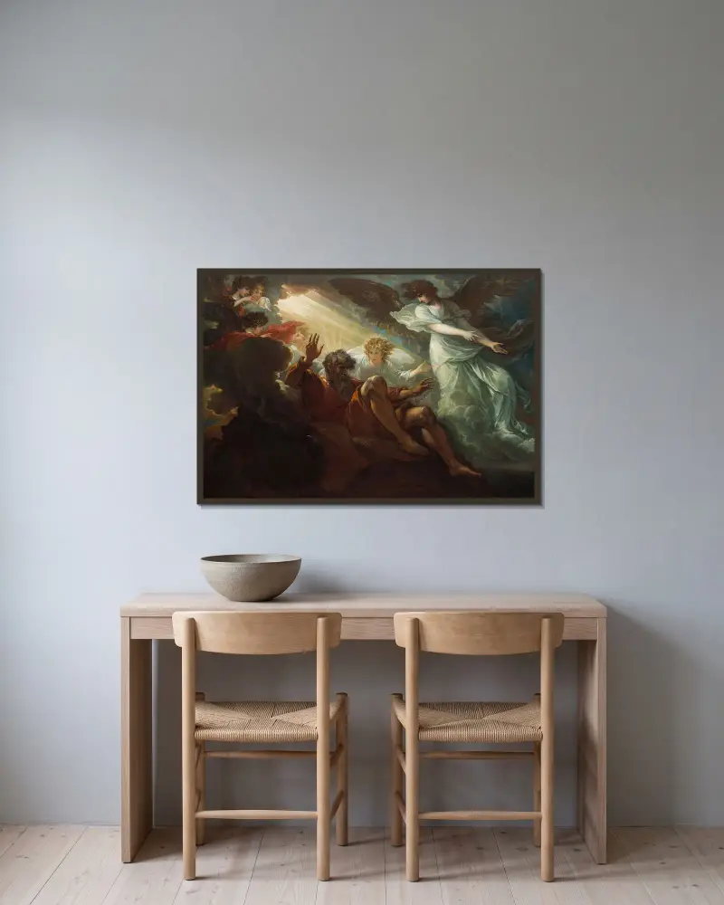 Mose visas det förlovade landet av Benjamin West inramad på en vägg