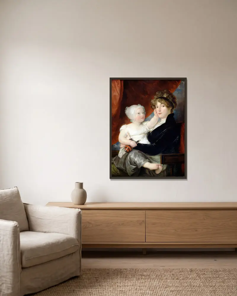 Mrs Benjamin West II with her son Benjamin West III av Benjamin West inramad på en vägg