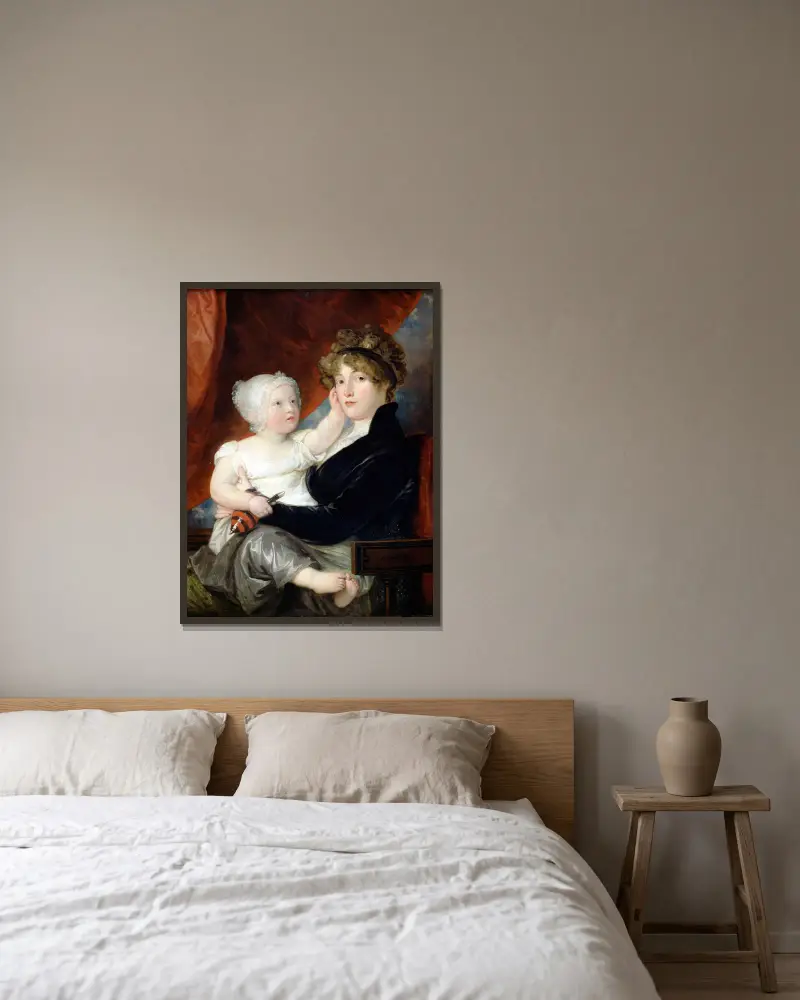 Mrs Benjamin West II with her son Benjamin West III av Benjamin West inramad på en vägg