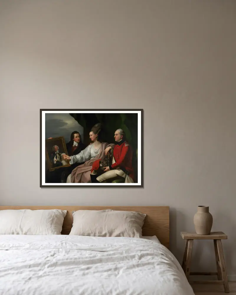 Portrait Group of the Drummond Family av Benjamin West inramad på en vägg