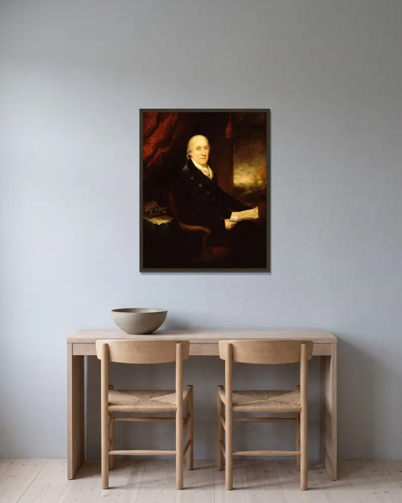 Porträtt av en man av Benjamin West inramad på en vägg