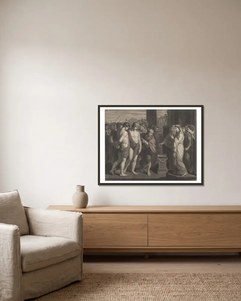 Pylades und Orestes von Benjamin West gerahmt an einer Wand