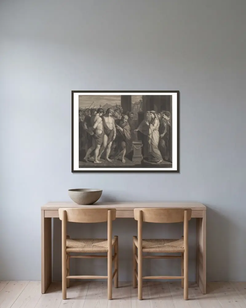Pylades und Orestes von Benjamin West gerahmt an einer Wand