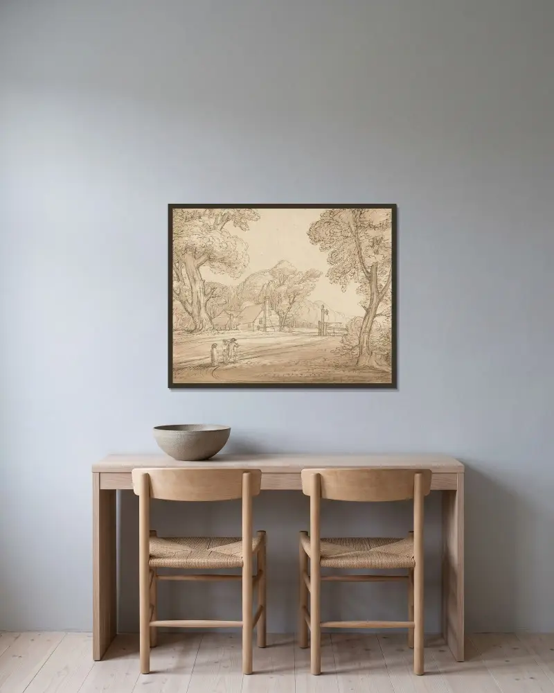 Straßenszene im Windsor Forest von Benjamin West gerahmt an einer Wand