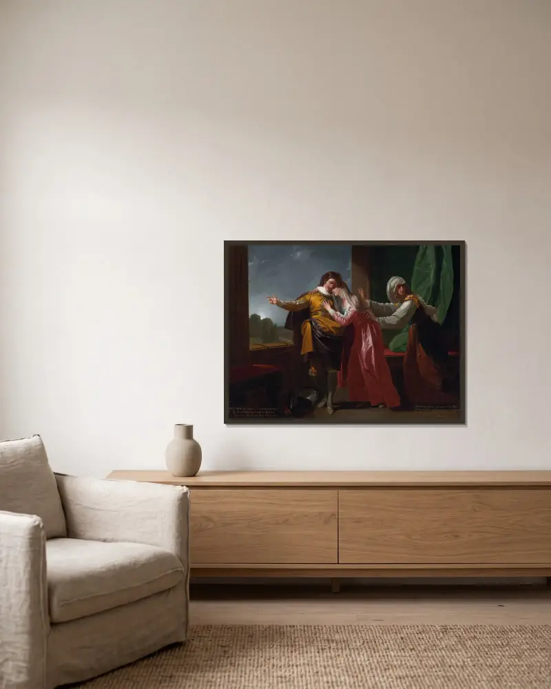 Romeo und Julia von Benjamin West gerahmt an einer Wand