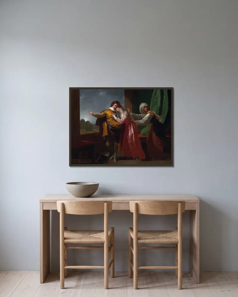 Romeo und Julia von Benjamin West gerahmt an einer Wand